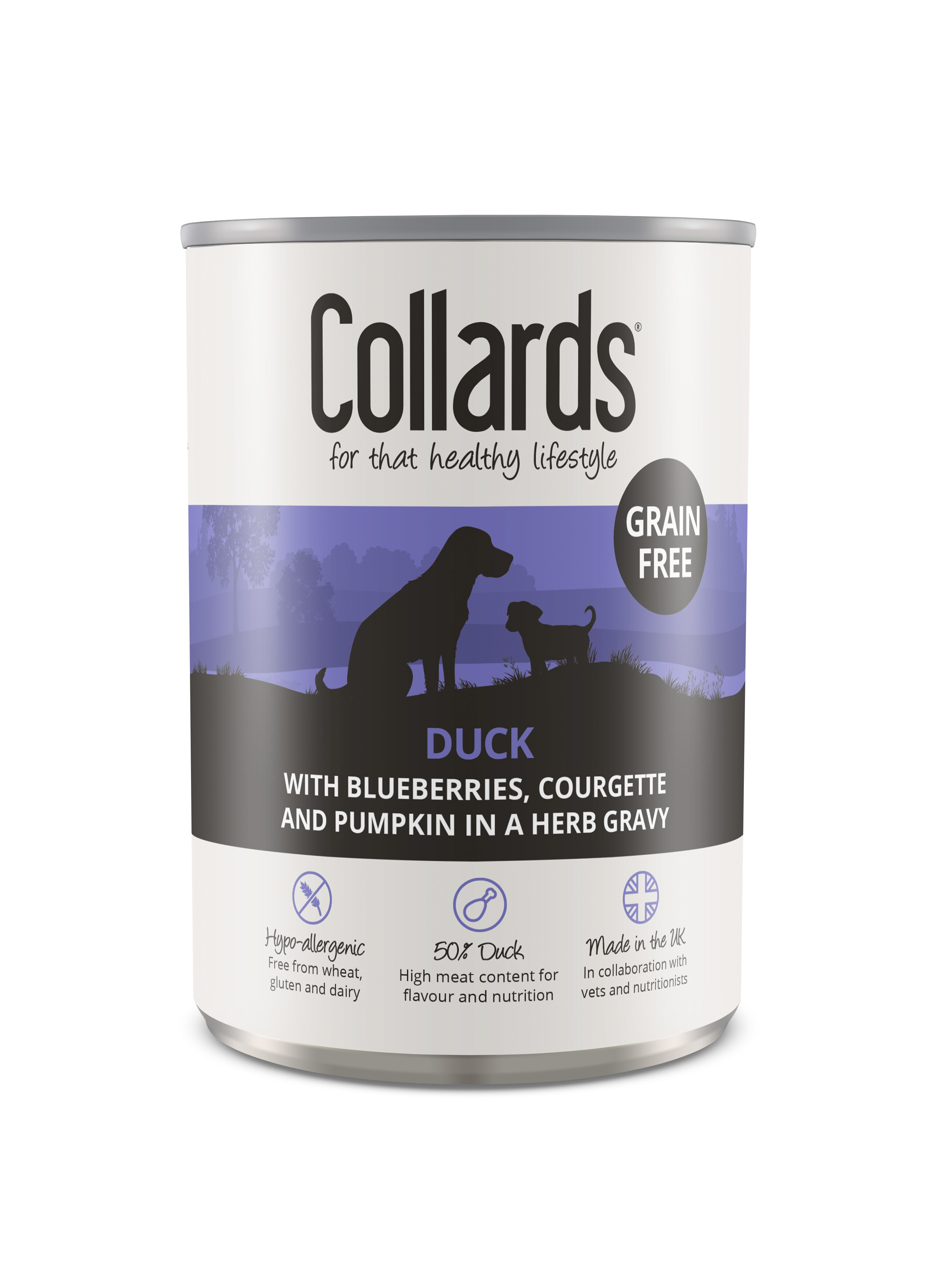 Collards Grain Free Duck in Gravy Wet Dog Food Cans - 12 x 390g
